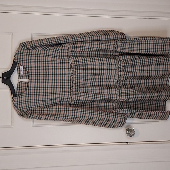 COMPANIA FANTASTICA Checked Mini Tunic Dress with Long Sleeves - Picture 3 of 12